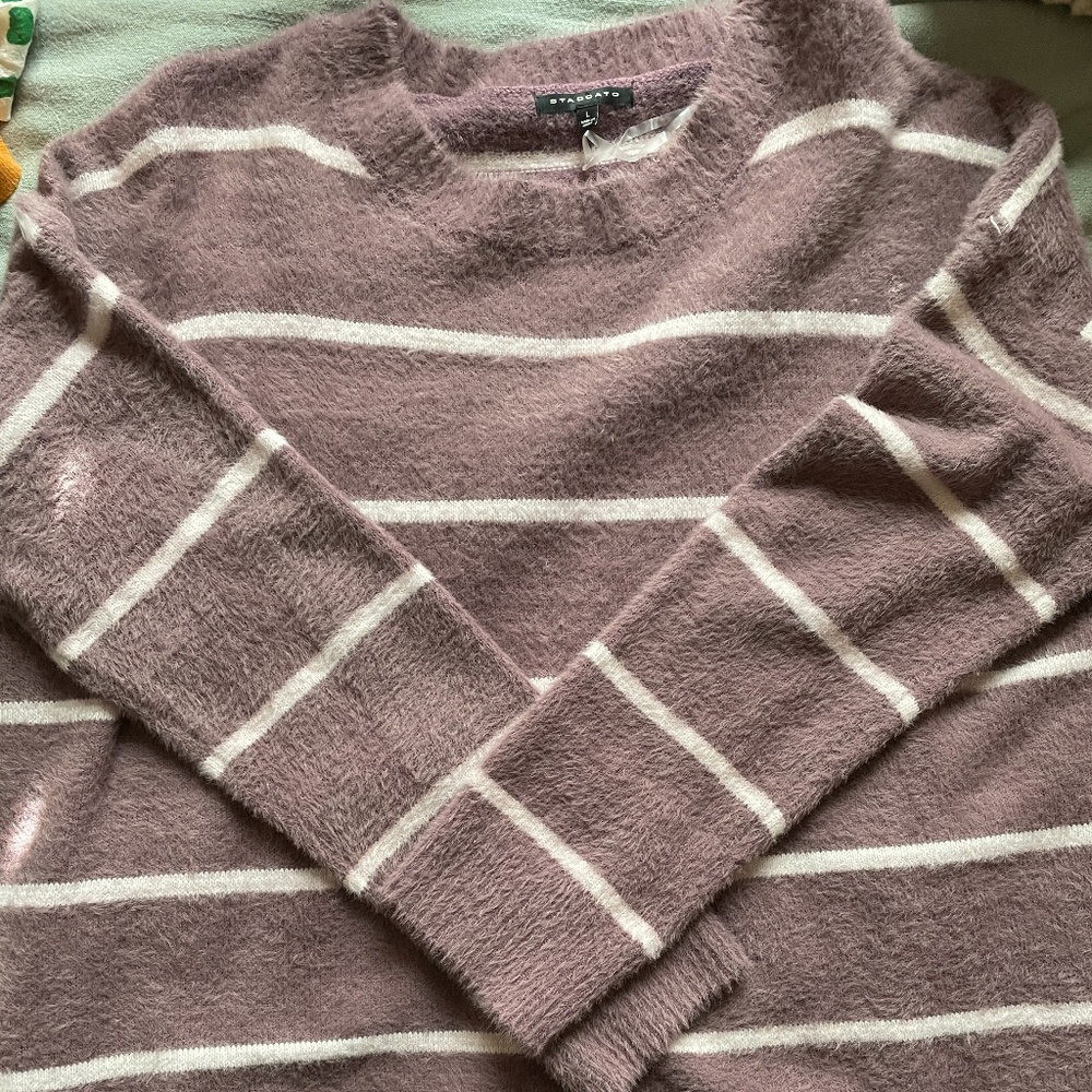 Purple and white eyelash sweater
